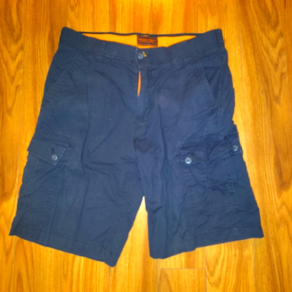 Men's Navy Cargo Shorts Wear First Size 34 Lightweight & Like New